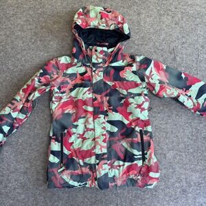 Burton Jacket Youth‎ Large Green Red Camo DRYRIDE Hooded Snowboard Ski Winter